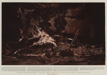 Velký sopečný výbuch v Západní Indii, erupce, která zasáhla St Pierre, Martinik